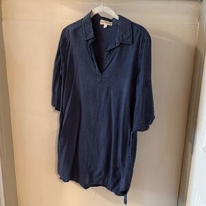 cloth & stone Blue Collared Shirt Dress